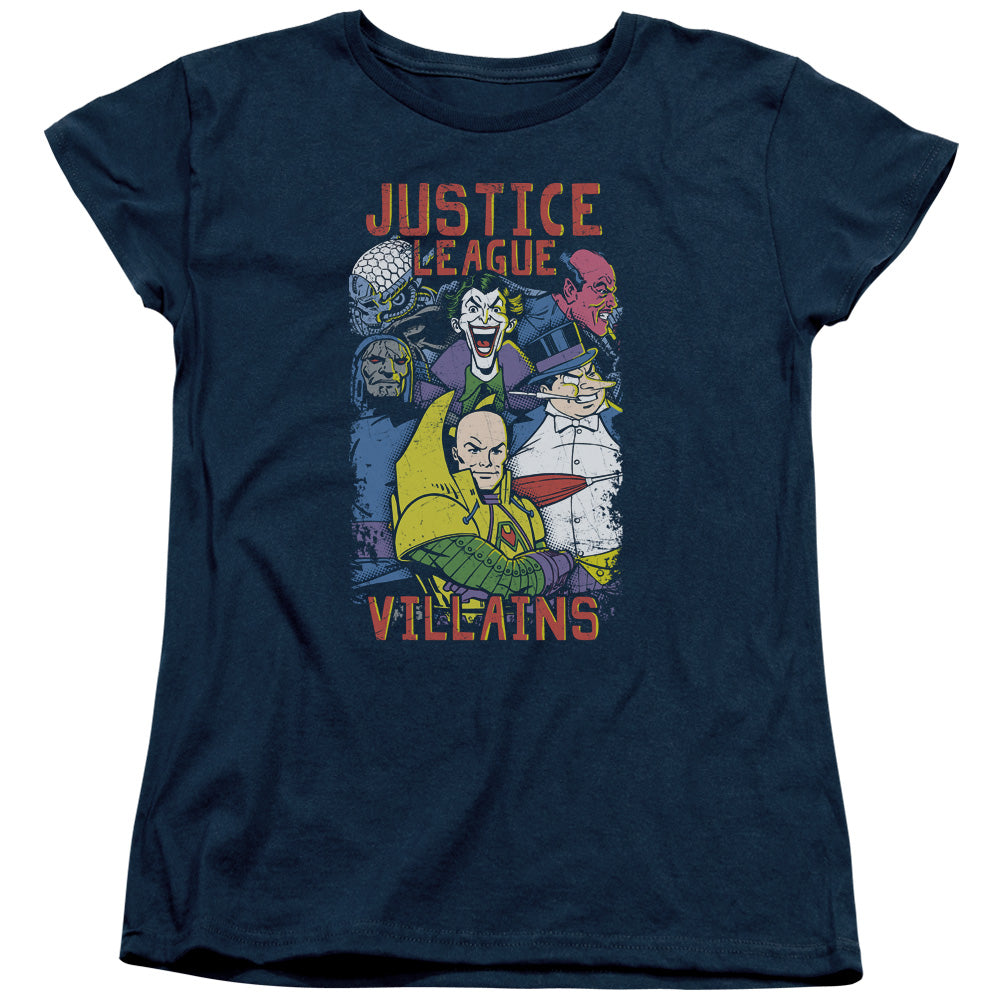 Justice League Villians Womens T Shirt Navy Blue Blue Officially Licensed