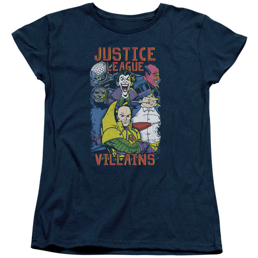 Justice League Villians Womens T Shirt Navy Blue Blue Officially Licensed