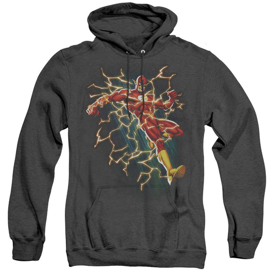Justice League Of America Electric Death Mens Heather Hoodie Black Officially Licensed