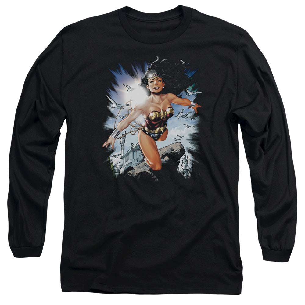 Justice League of Themyscira Mens Long Sleeve Shirt Black Officially Licensed