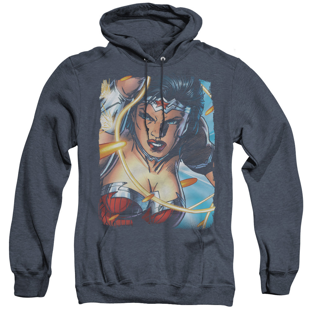 Justice League Scowl Heather Mens Hoodie Navy Blue Blue Officially Licensed