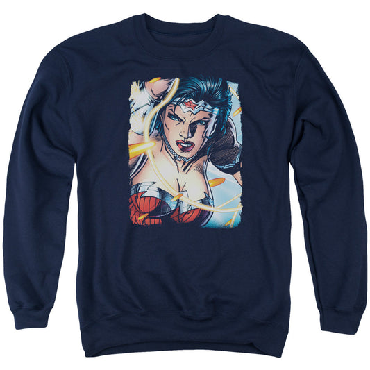 Justice League Of America Scowl Mens Crewneck Sweatshirt Navy Officially Licensed