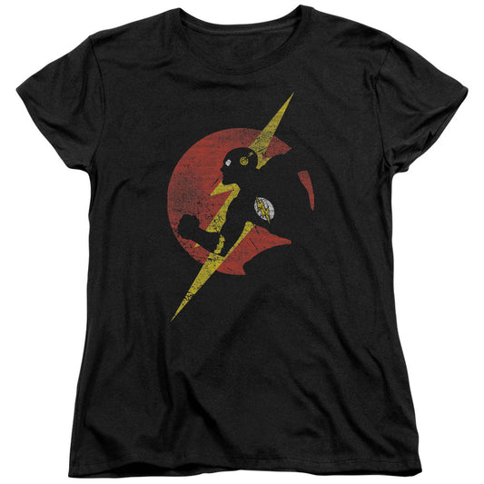 Justice League Flash Symbol Knockout Womens T Shirt Black Officially Licensed