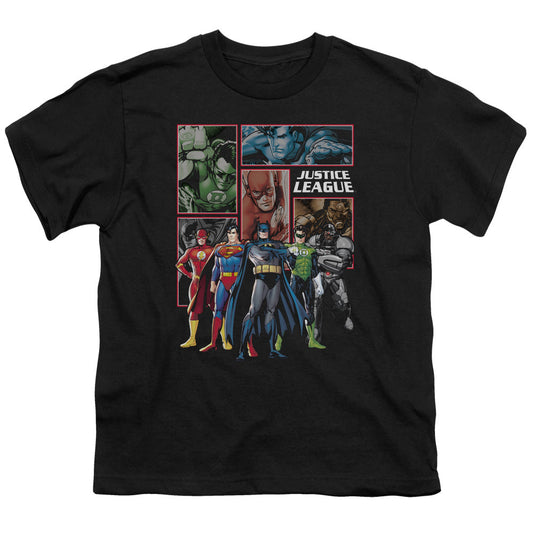 Justice League New Justice League Panels Kids Youth T Shirt Black Officially Licensed