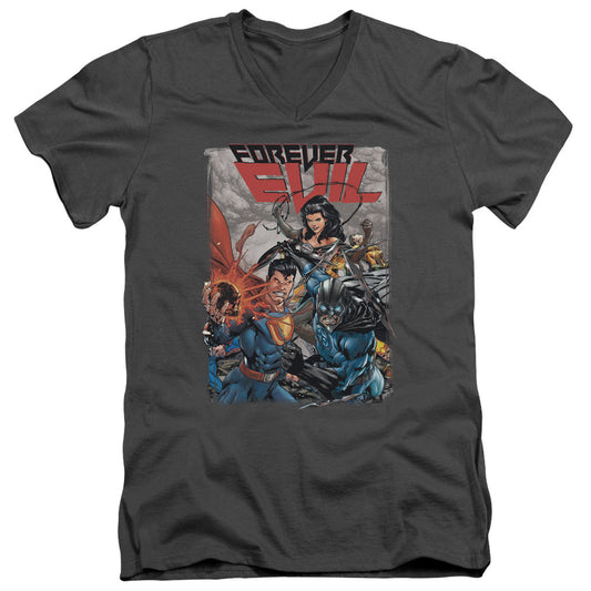 Justice League Crime Syndicate Mens Slim Fit V-Neck T Shirt Charcoal Officially Licensed