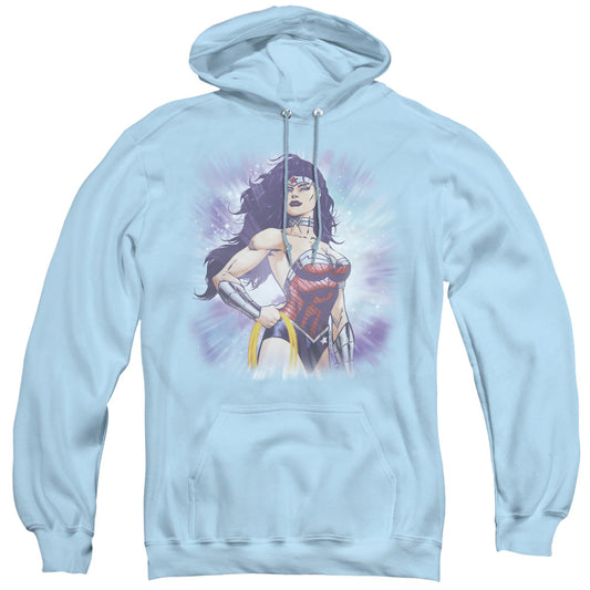 Justice League Warrior Mens Hoodie Light Blue Officially Licensed