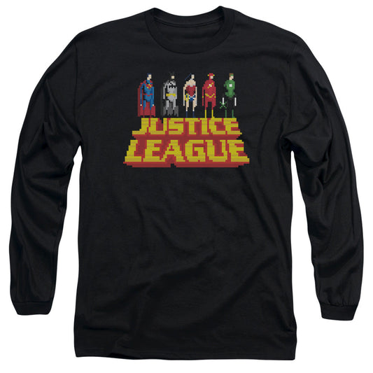 Justice League Standing Above Mens Long Sleeve Shirt Black Officially Licensed