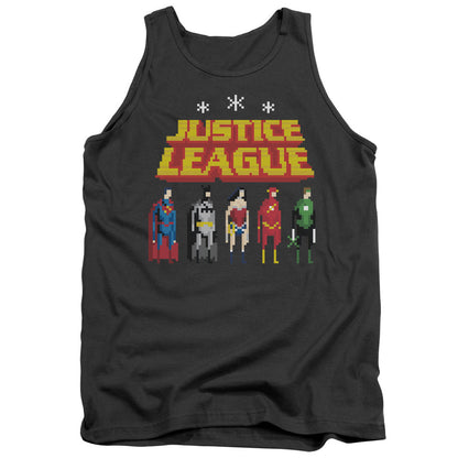 Justice League Standing Below Mens Tank Top Shirt Charcoal Officially Licensed