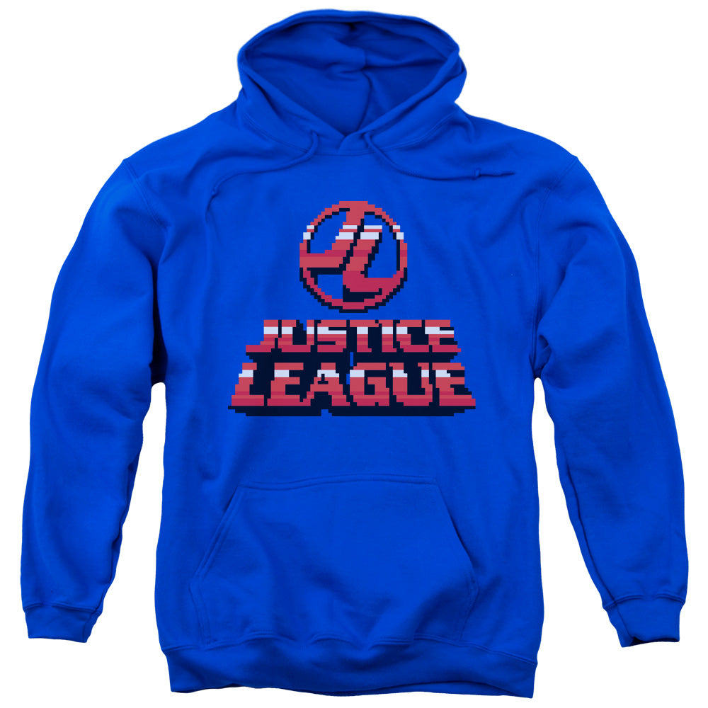 Justice League 8 Bit Justice League Mens Hoodie Royal Blue Officially Licensed
