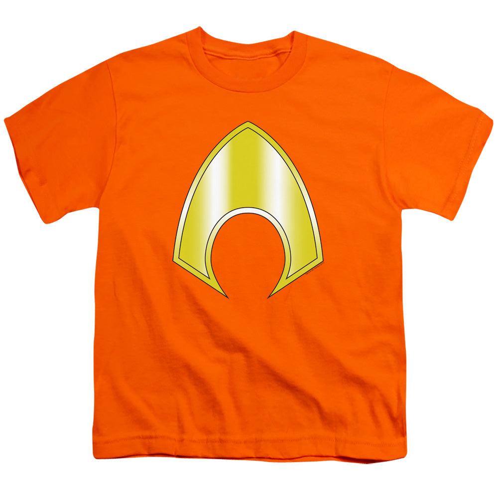 Justice League Aquaman Logo Kids Youth T Shirt Orange Officially Licensed