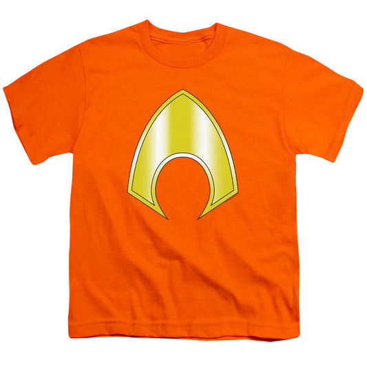 Justice League Aquaman Logo Kids Youth T Shirt Orange Officially Licensed