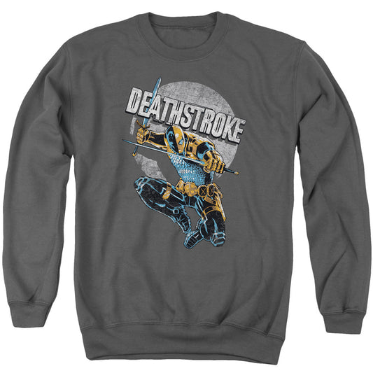 Justice League Of America Deathstroke Retro Mens Crewneck Sweatshirt Charcoal Officially Licensed