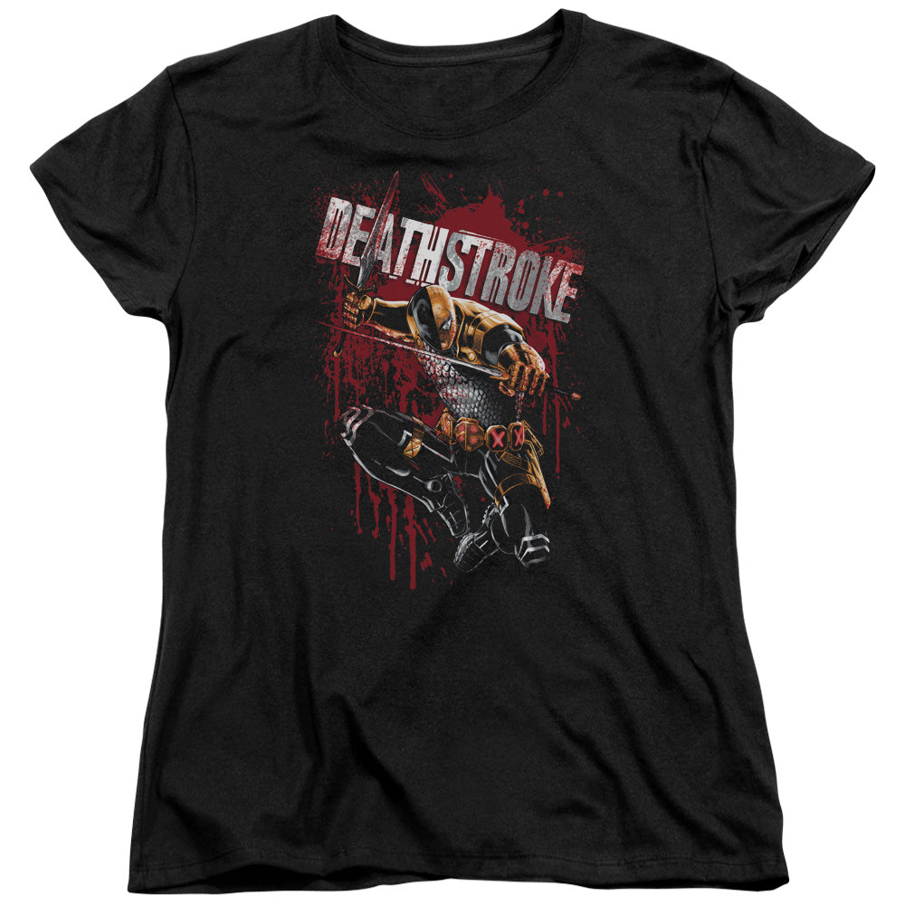 Justice League Blood Splattered Womens T Shirt Black Officially Licensed