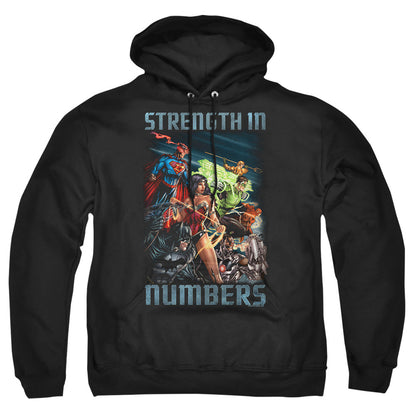 Justice League Of America Strength In Number Mens Hoodie Black Officially Licensed