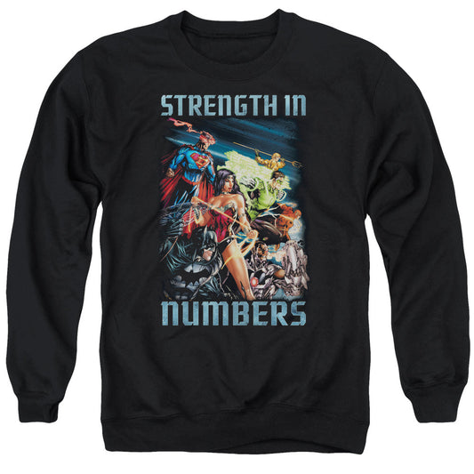 Justice League Of America Strength In Number Mens Crewneck Sweatshirt Black Officially Licensed