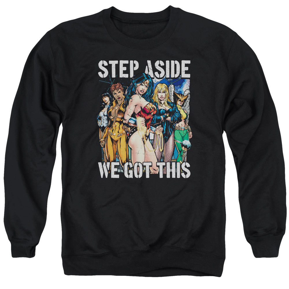 Justice League Heroines Mens Crewneck Sweatshirt Black Officially Licensed