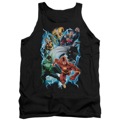 Justice League Electric Team Mens Tank Top Shirt Black Officially Licensed