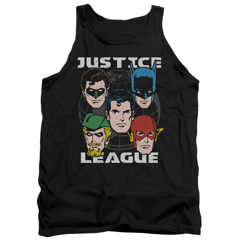 Justice League Head Of States Mens Tank Top Shirt Black Officially Licensed