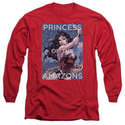 Justice League Princess of the Amazons Mens Long Sleeve Shirt Red Officially Licensed