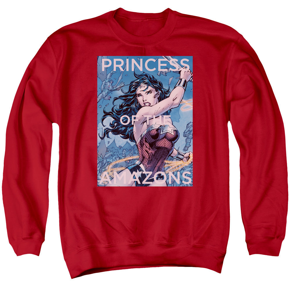 Justice League Princess of the Amazons Mens Crewneck Sweatshirt Red Officially Licensed