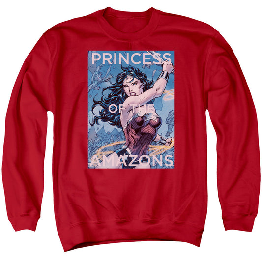 Justice League Of America Princess Of The Amazons Mens Crewneck Sweatshirt Red Officially Licensed