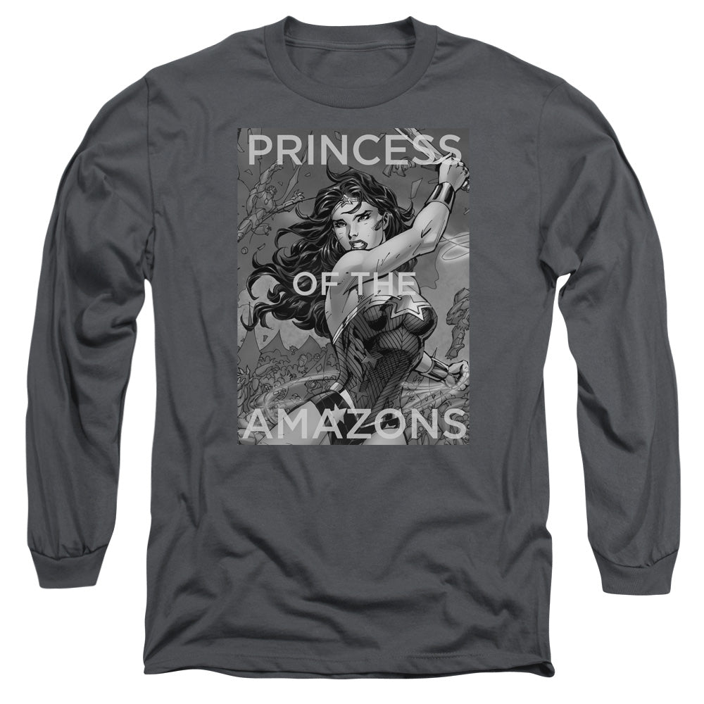 Justice League Princess of the Amazons Mens Long Sleeve Shirt Charcoal Officially Licensed