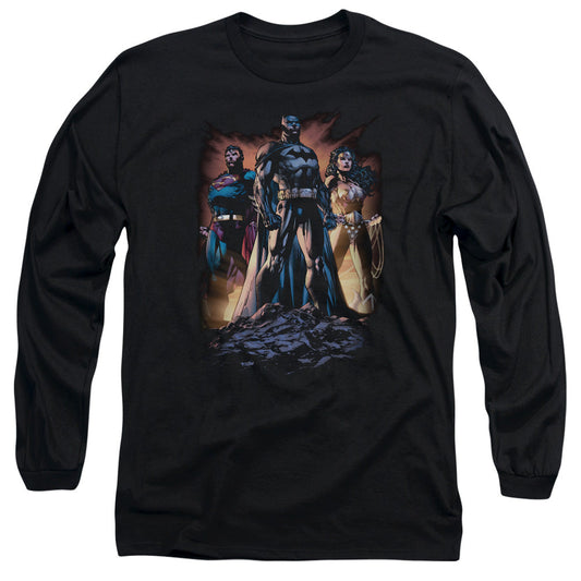 Justice League Take a Stand Mens Long Sleeve Shirt Black Officially Licensed