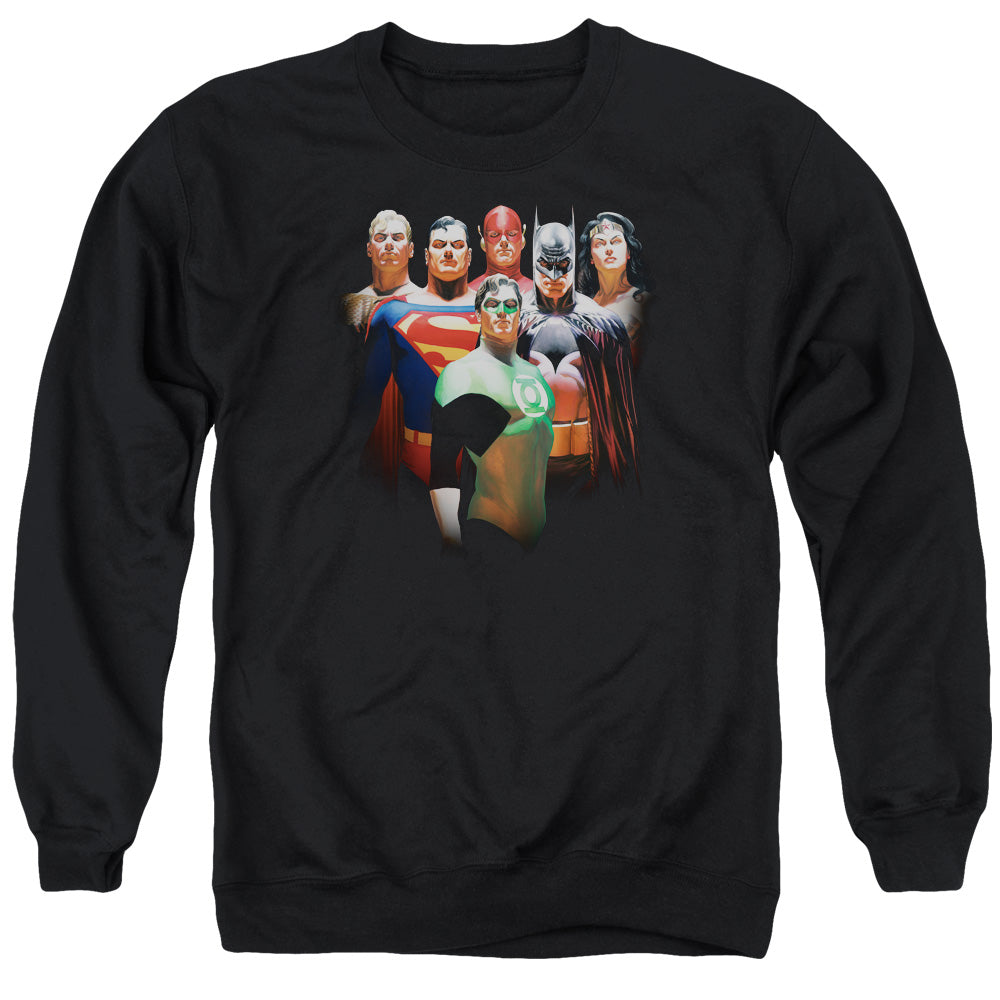 Justice League Roll Call Mens Crewneck Sweatshirt Black Officially Licensed