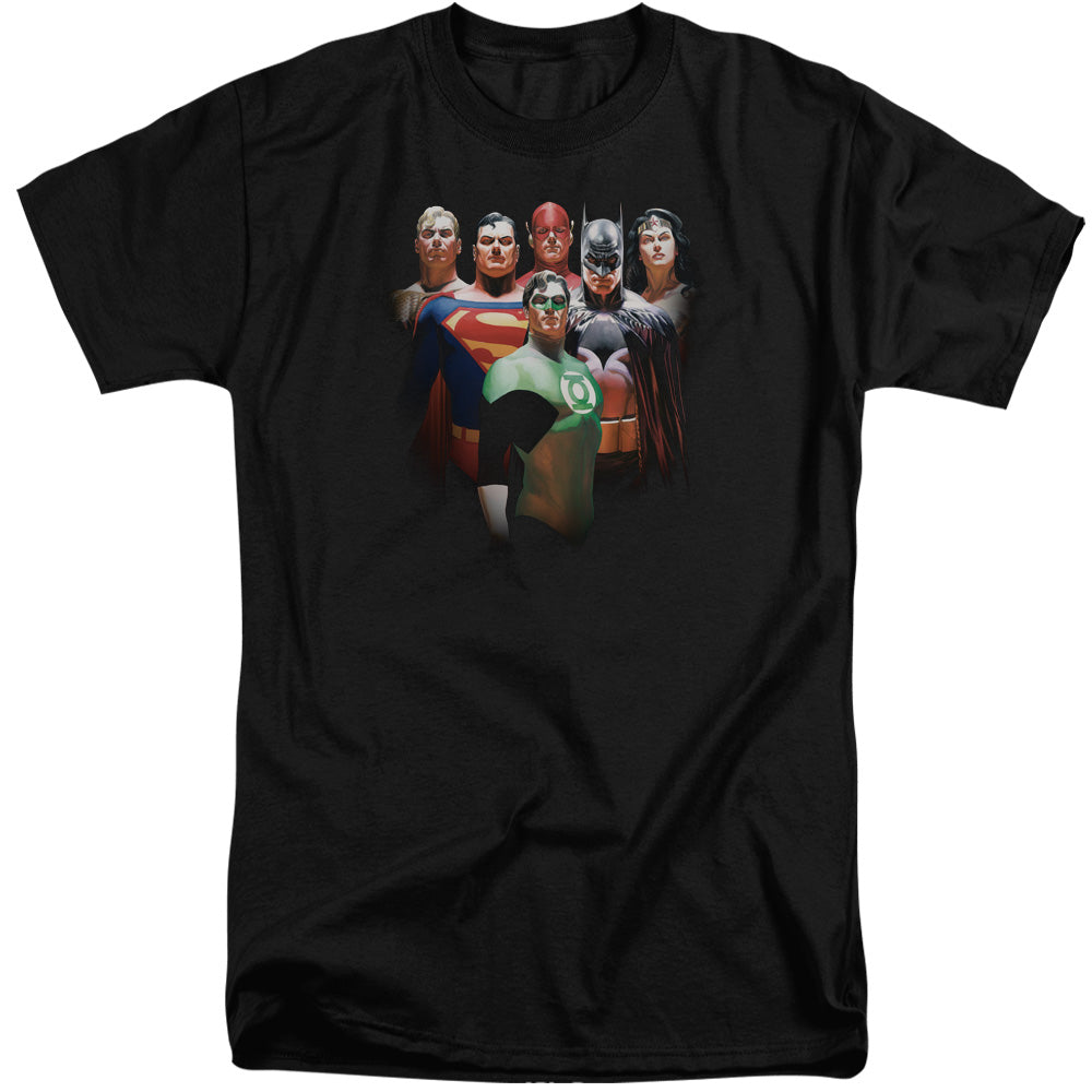 Justice League Roll Call Mens Tall T Shirt Black Officially Licensed