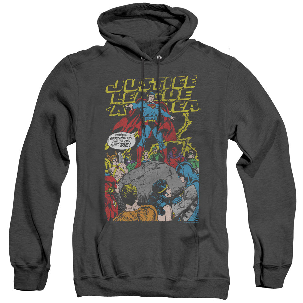 Justice League Ultimate Scarifice Heather Mens Hoodie Black Officially Licensed