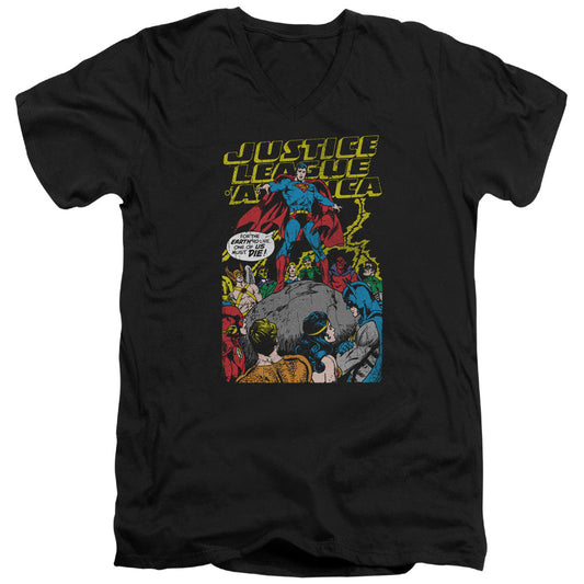 Justice League Ultimate Scarifice Mens Slim Fit V-Neck T Shirt Black Officially Licensed