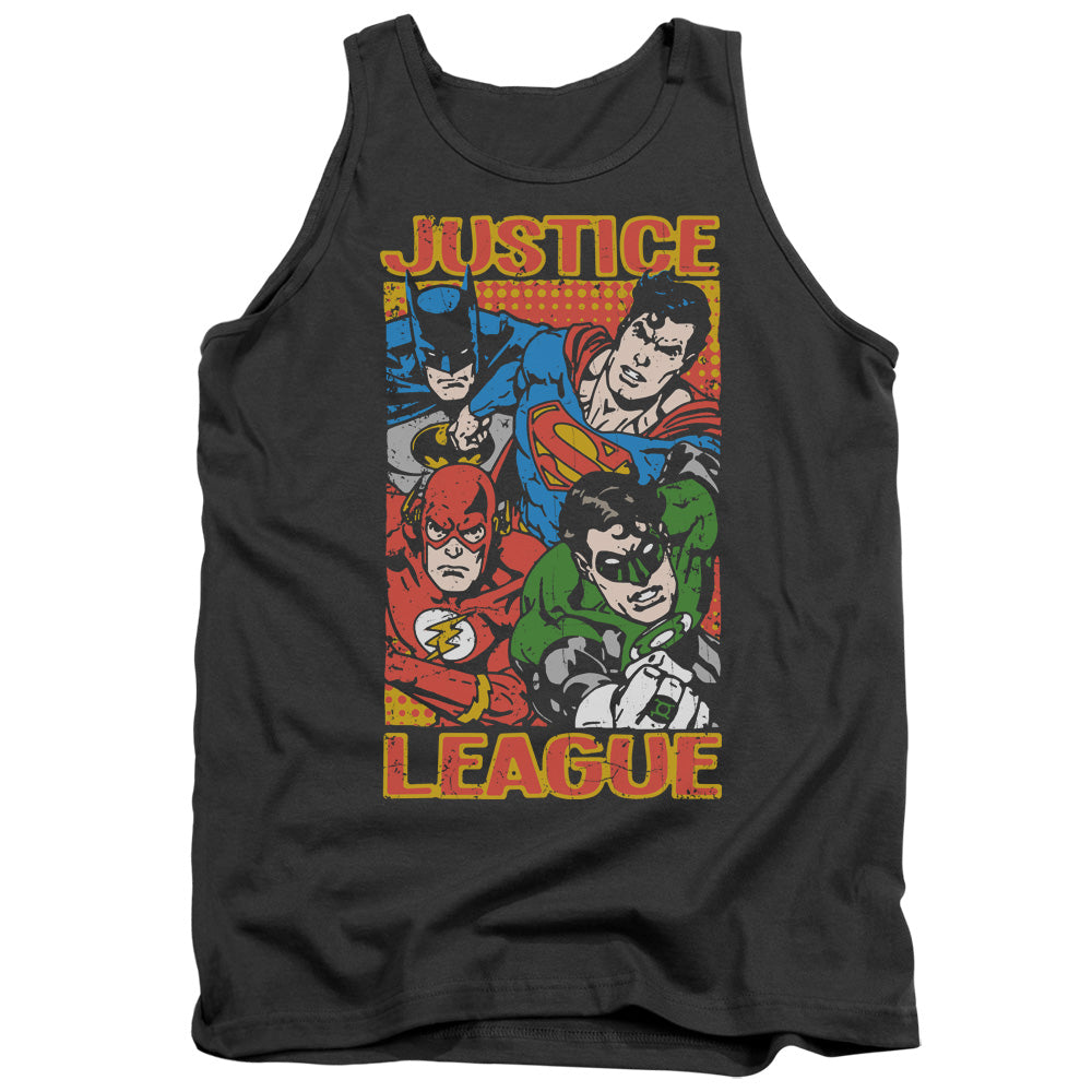 Justice League Hero Mashup Mens Tank Top Shirt Charcoal Officially Licensed
