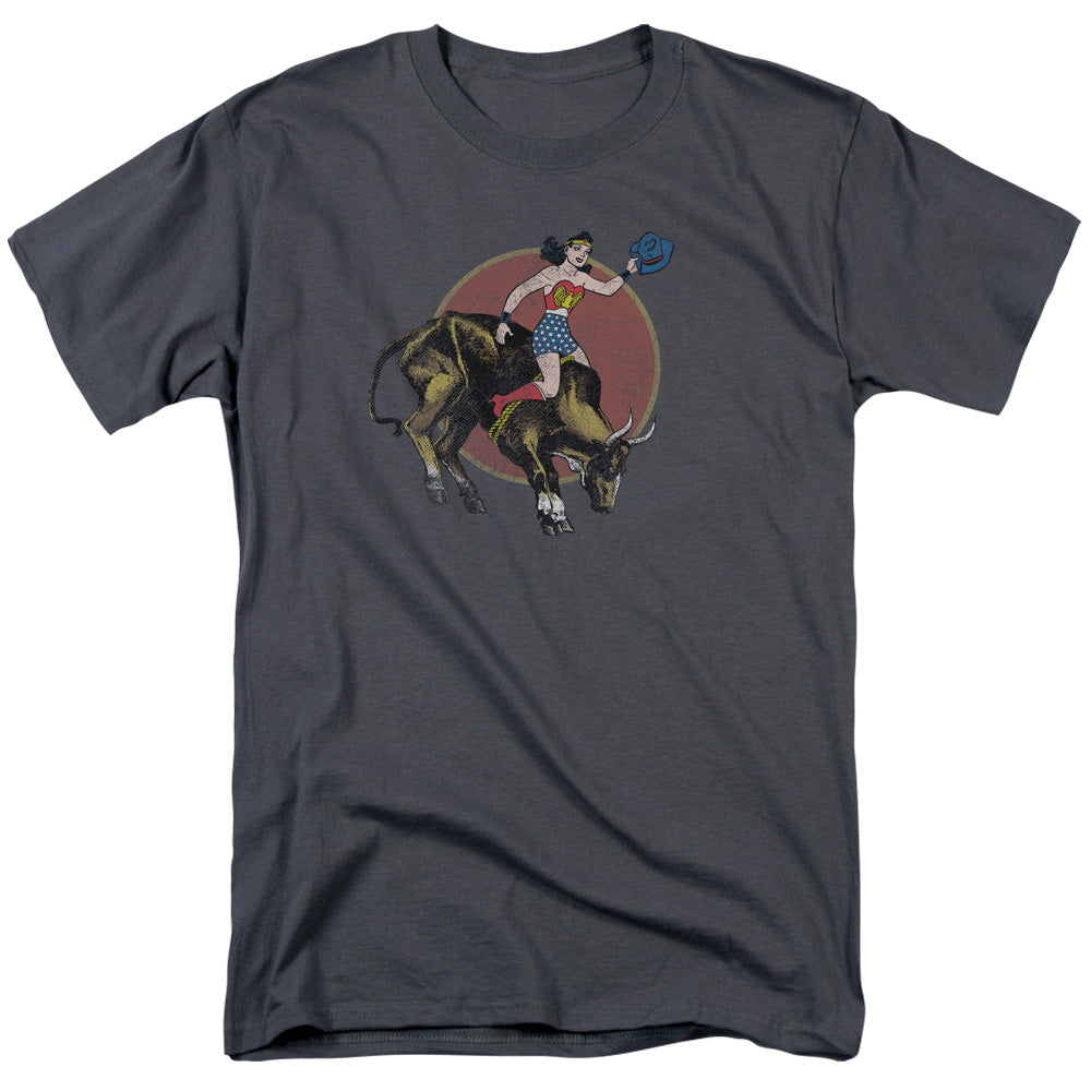 Justice League Bull Rider Mens T Shirt Charcoal Officially Licensed