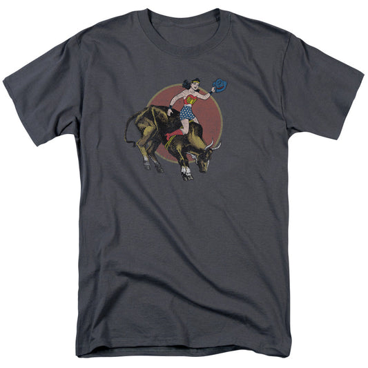 Justice League Of America Bull Rider Mens T Shirt Charcoal Officially Licensed