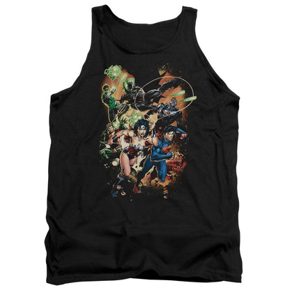 Justice League Battle Ready Mens Tank Top Shirt Black Officially Licensed