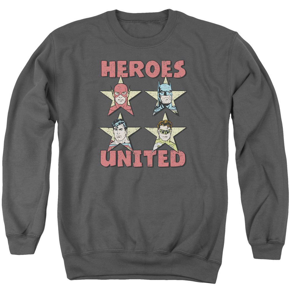 Justice League United Stars Mens Crewneck Sweatshirt Charcoal Officially Licensed