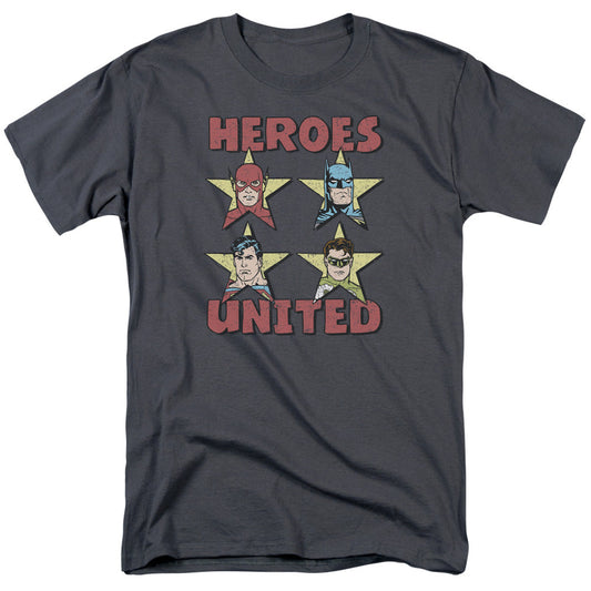 Justice League United Stars Mens T Shirt Charcoal Officially Licensed