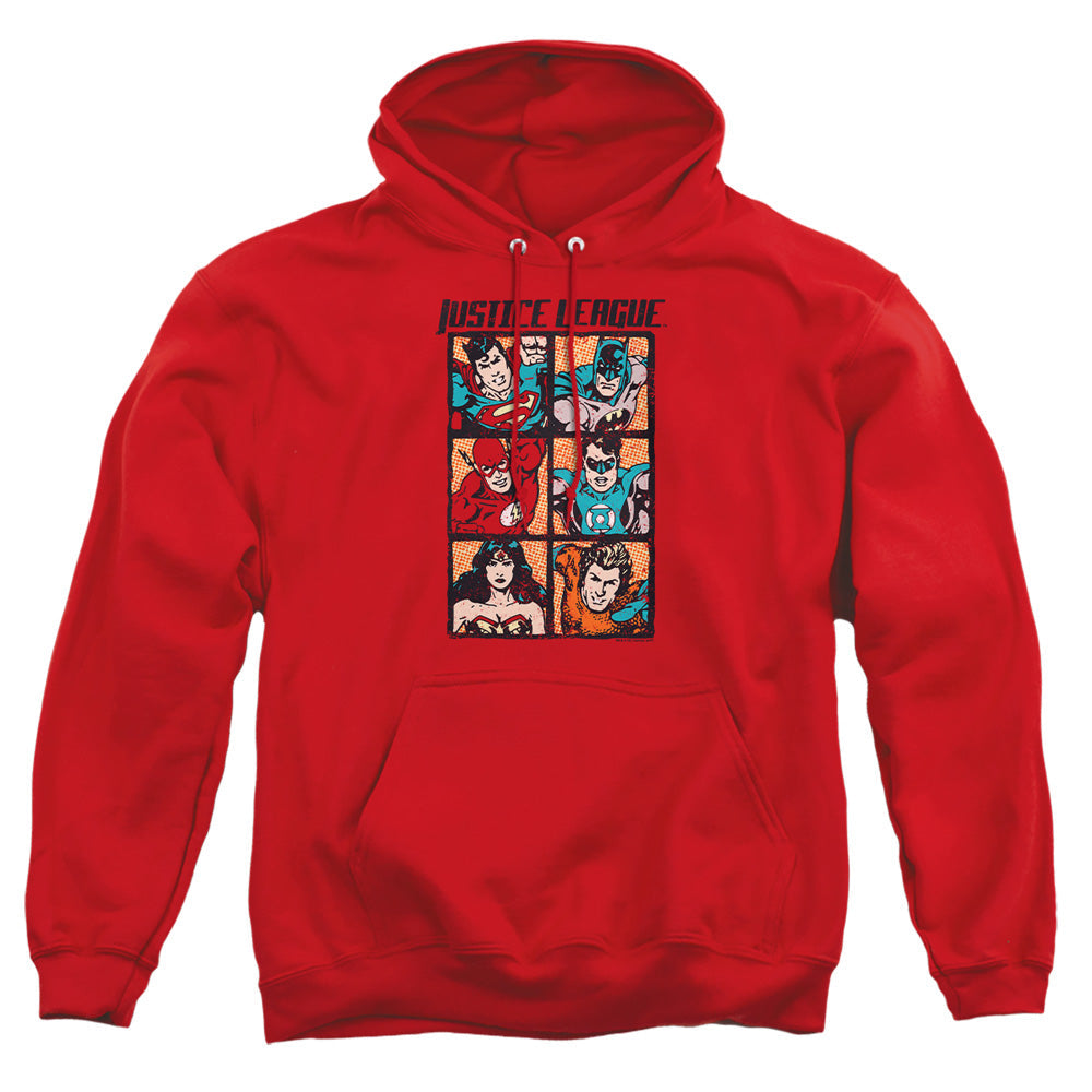 Justice League Of America Rough Panels Mens Hoodie Red Officially Licensed