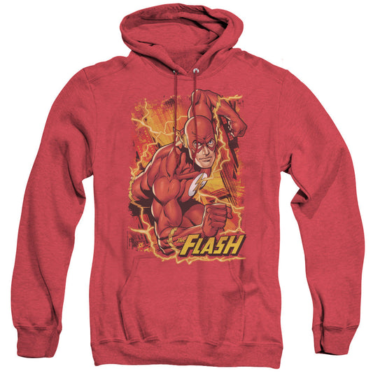 Justice League Flash Lightning Heather Mens Hoodie Red Officially Licensed