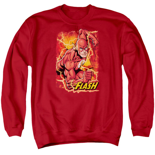 Justice League Of America Flash Lightning Mens Crewneck Sweatshirt Red Officially Licensed