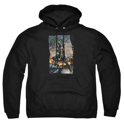 Justice League Of America Fire And Rain Mens Hoodie Black Officially Licensed