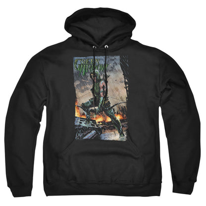 Justice League Of America Fire And Rain Mens Hoodie Black Officially Licensed