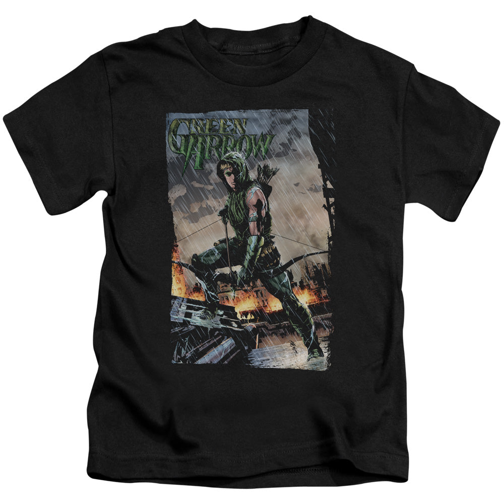 Justice League Fire and Rain Juvenile Kids Youth T Shirt Black Officially Licensed