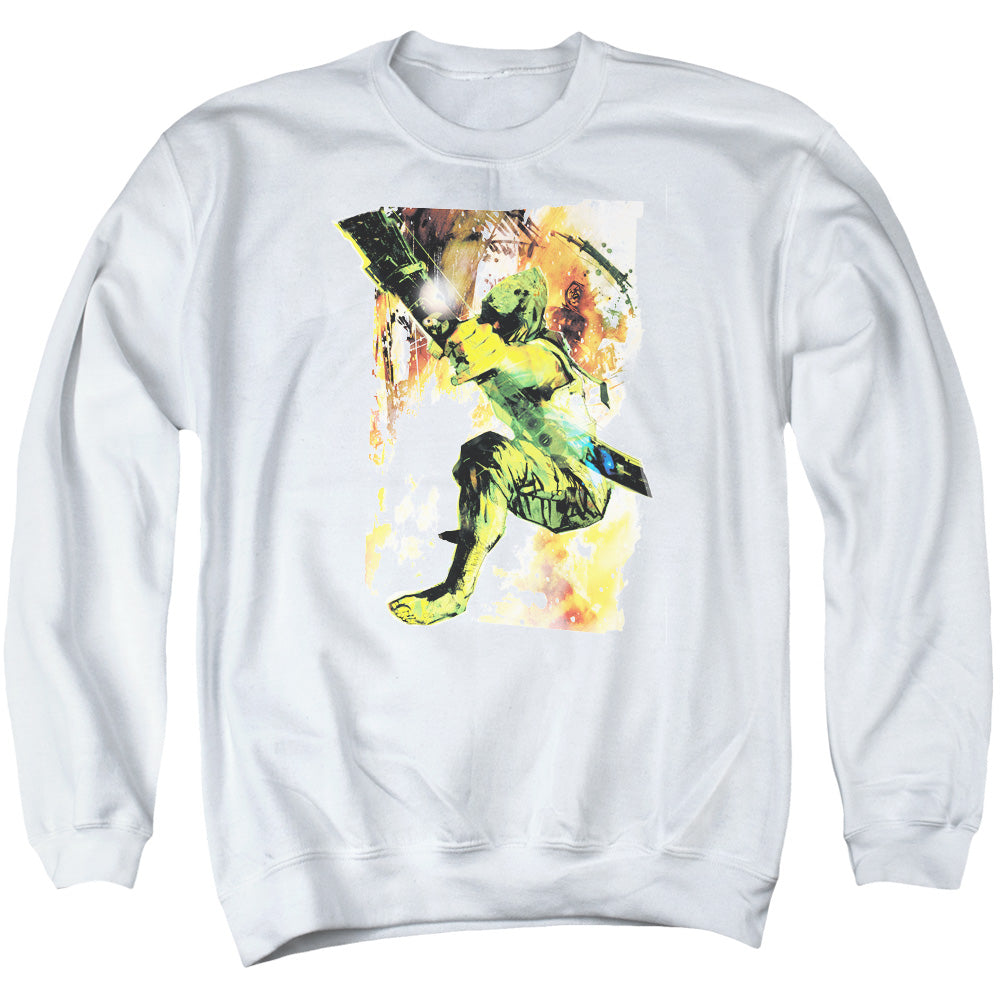 Justice League Painted Archer Mens Crewneck Sweatshirt White Officially Licensed