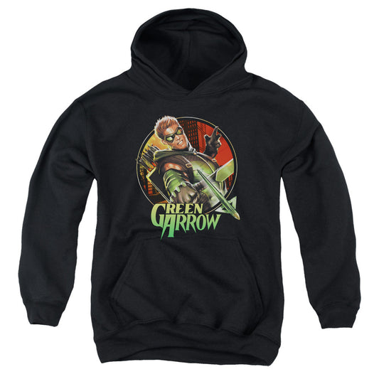 Justice League Sunset Archer Kids Youth Hoodie Black Officially Licensed