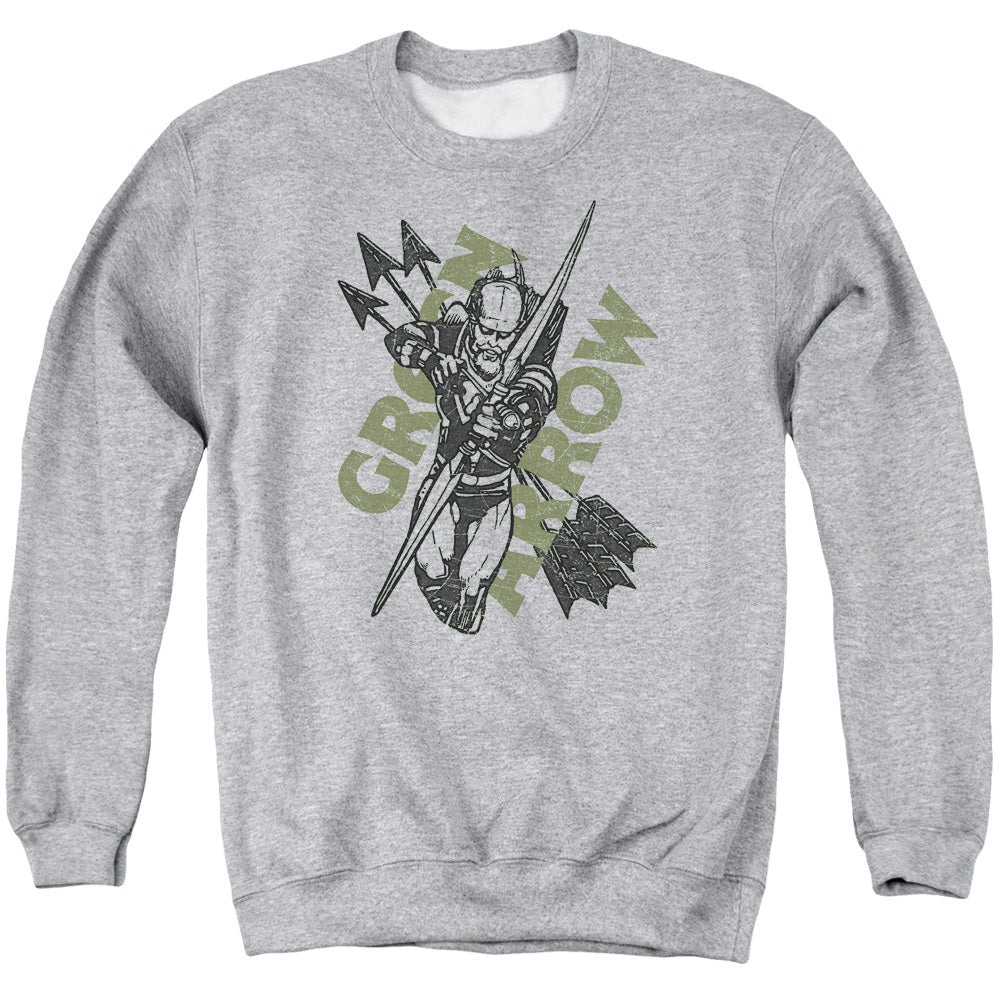 Justice League Archers Arrows Mens Crewneck Sweatshirt Athletic Heather Officially Licensed