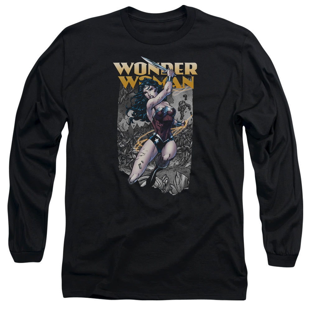 Justice League Wonder Slice Mens Long Sleeve Shirt Black Officially Licensed