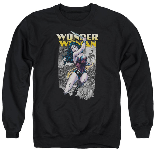 Justice League Of America Wonder Slice Mens Crewneck Sweatshirt Black Officially Licensed