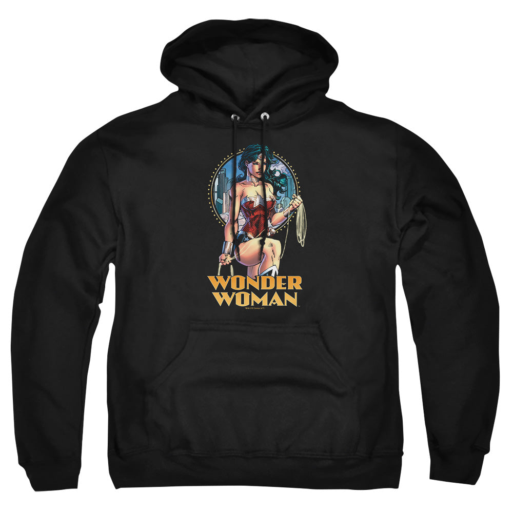 Justice League Of America City Warrior Mens Hoodie Black Officially Licensed