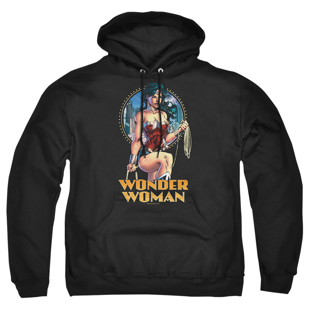 Justice League Of America City Warrior Mens Hoodie Black Officially Licensed